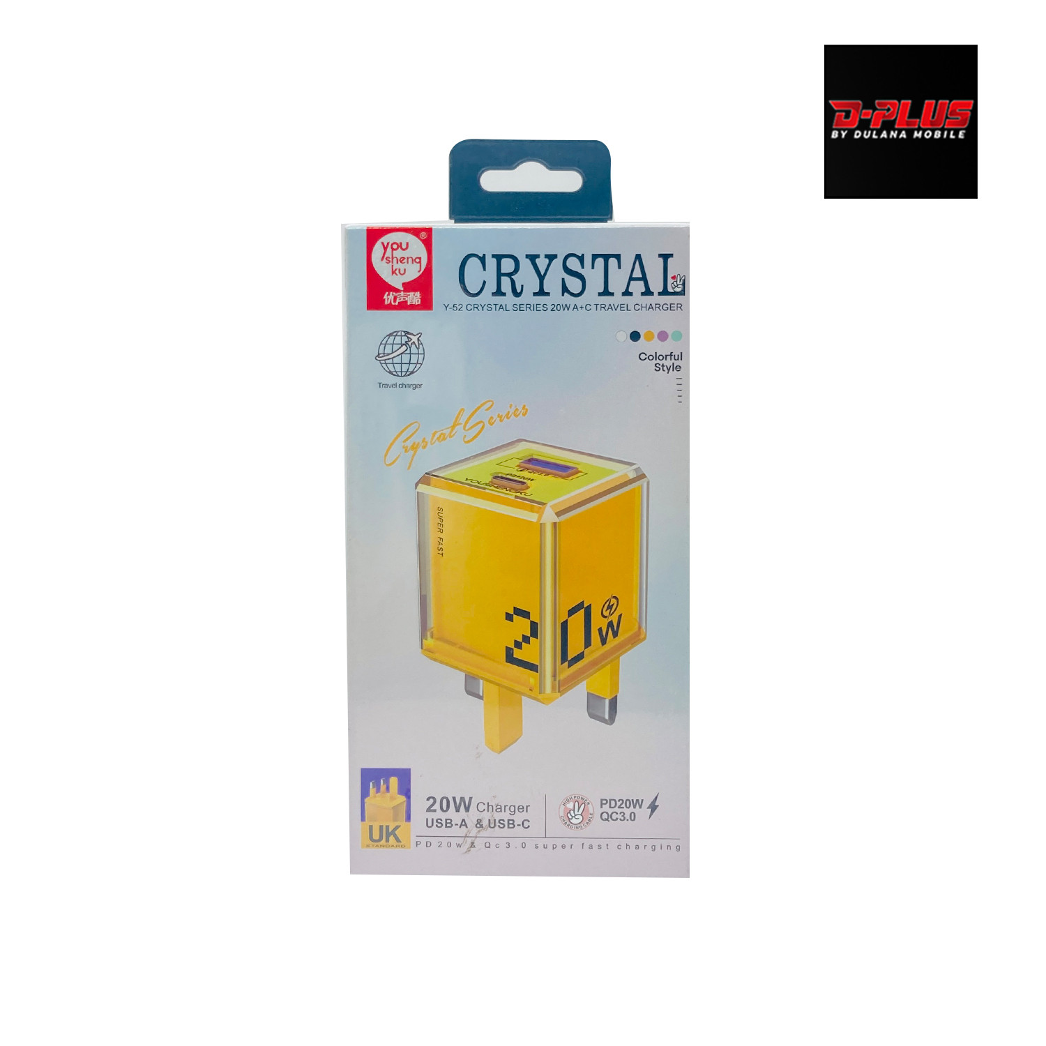 Crystal 20W Fast Travel Charger (USB-A + USB-C)