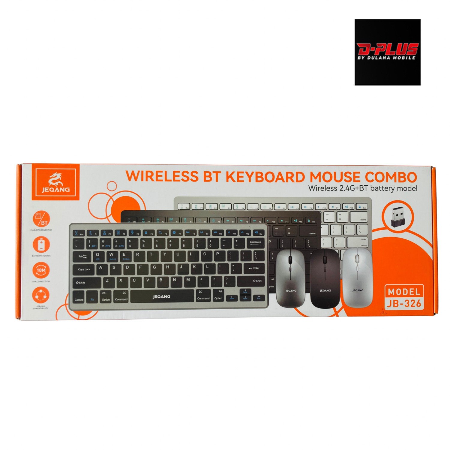 JEQANG Wireless BT Keyboard Mouse - DUAL-MODE BLUETOOTH+ 2.4G WIRELESS BATTERY COMBO