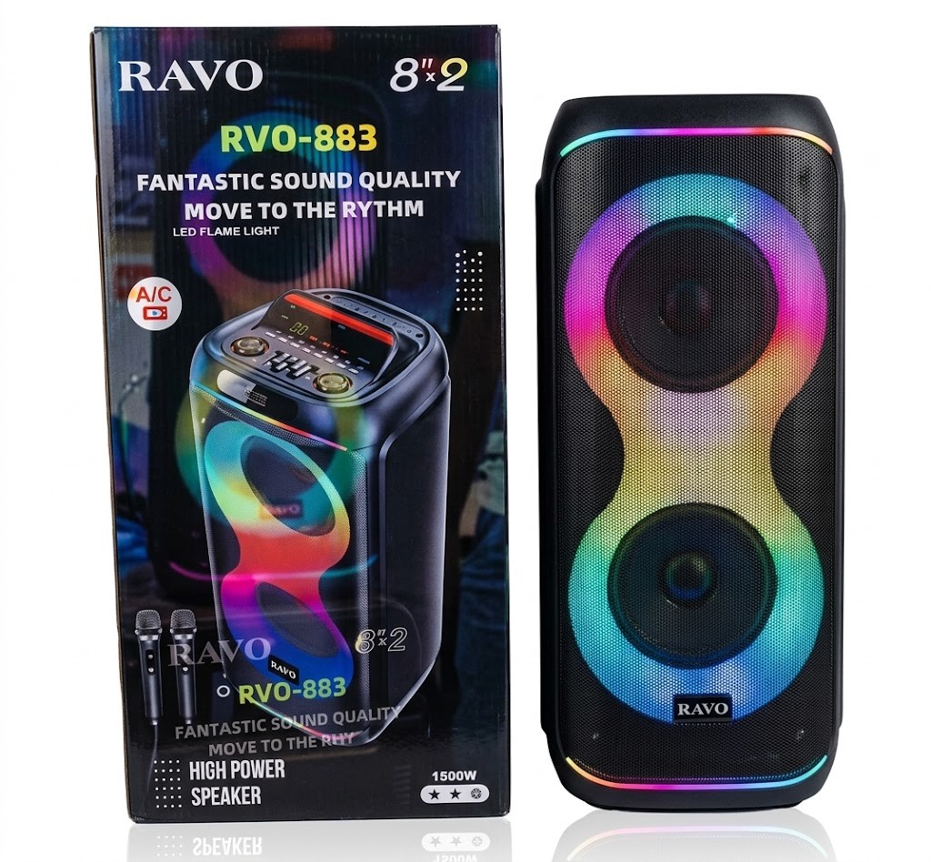 SPEAKER WITH 2 WIRELESS MIC (KARAOKE) BLUETOOTH - (RAVO 883)